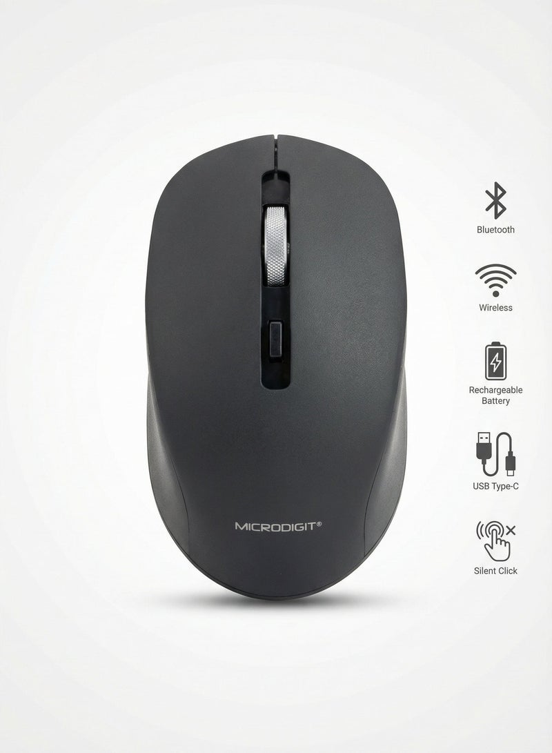 Micro Digit Compact Wireless Mouse with Rechargeable Battery Bluetooth & Wireless Support Type-C Charging - Image 1